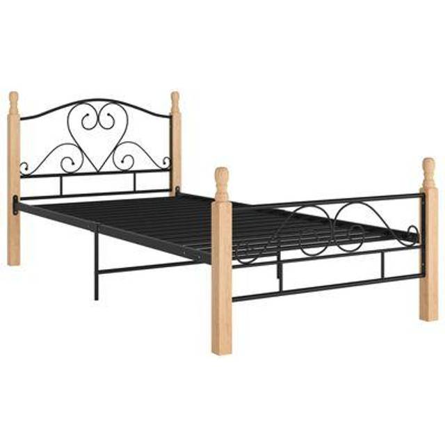 vidaXL Bed Frame Black Metal 100x200 cm Home Single Bedbase Slatted Bedstead