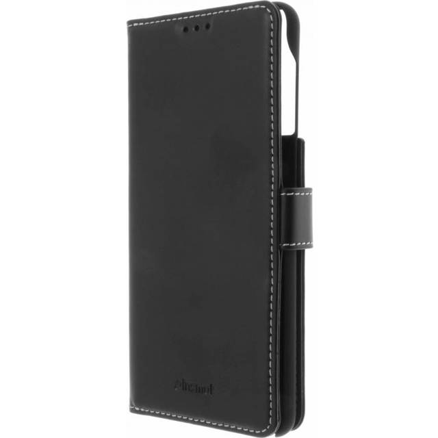Insmat Flip Case - Vikbart fodral för mobiltelefon - genuint läder, polyuretan, polykarbonat - svart - för Samsung Galaxy S21 5G