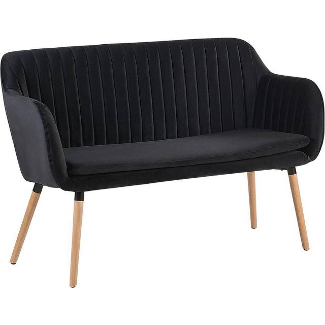Beliani 2 Seater Velvet Kitchen Sofa Black Taby, Black