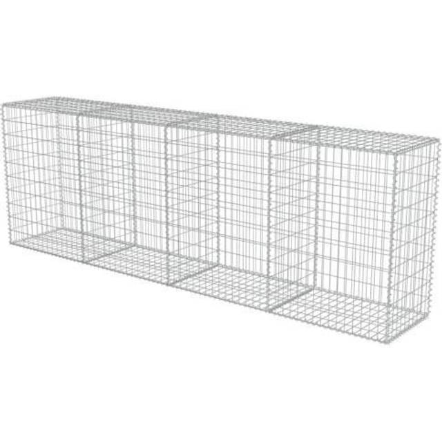 vidaXL Gabion Wall with Covers Galvanised Steel 300x50x100 cm - Silver