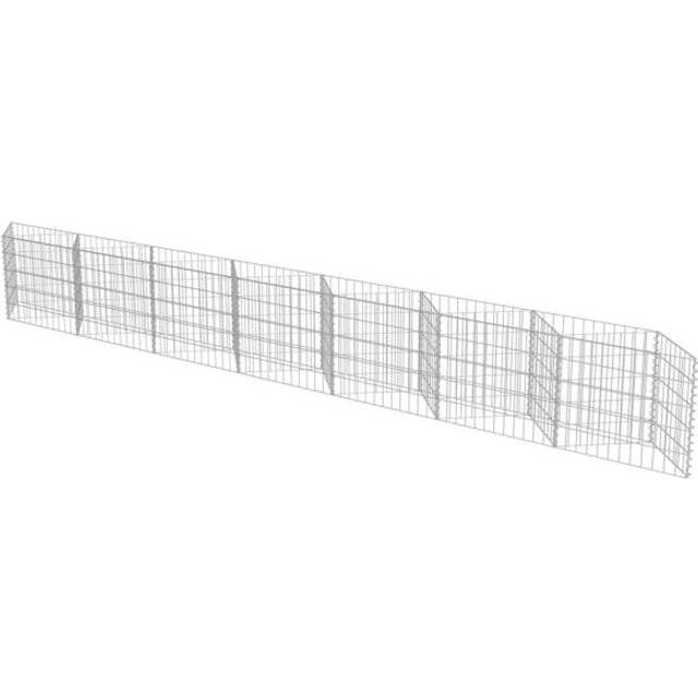 vidaXL Gabion Wall Galvanised Steel 450x30x50 cm - Silver