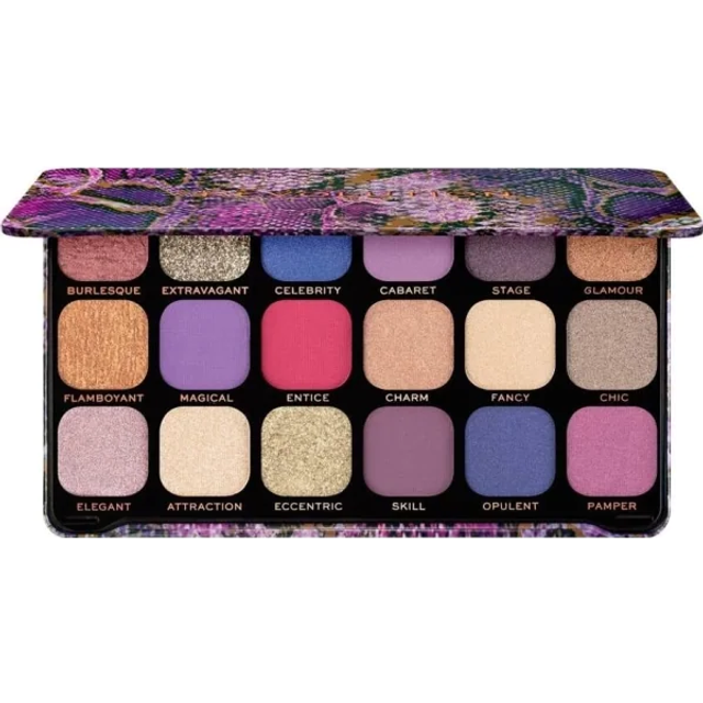 Makeup Revolution Forever Flawless Eyeshadow Palette, Show Stopper, Matte & Shimmer Hues, 18 Pigment-Rich Shades, Vegan & Cruelty-Free, 0.52 Oz