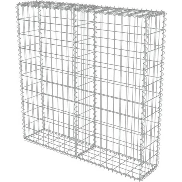 vidaXL Gabion Wall with Covers Galvanised Steel 100x20x100 cm - Silver