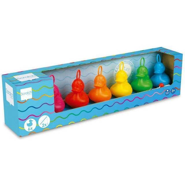 Scratch Europe Fishing Ducks Set of 6 - Rainbow + 2 Rods - Active Play for Ages 3 to 7 - Fat Brain Toys