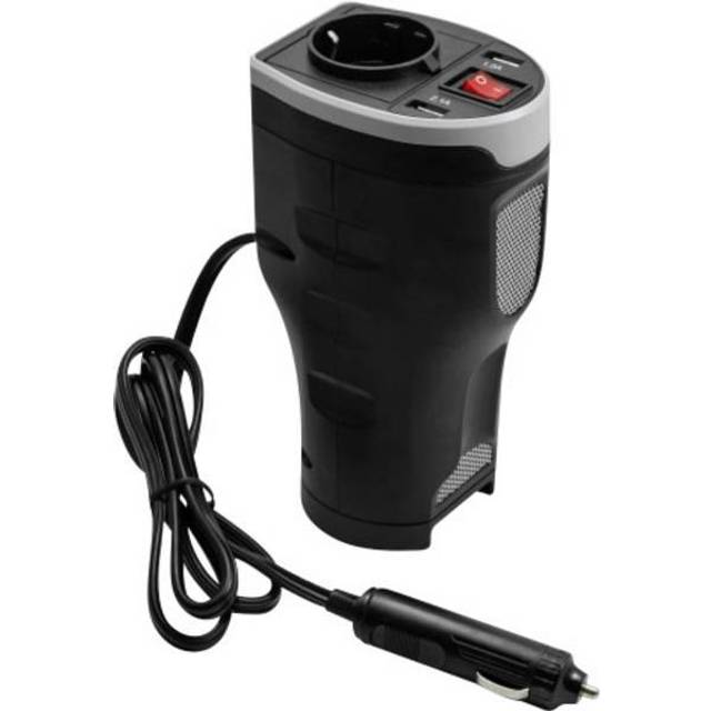 Technaxx Germany Car Power Inverter med 2 USB-portar för laddning av olika elektroniska enheter Automatisk säkerhetsavstängning 12V DC till Standard 230V AC Överhettnings- och överspänningsskydd TE13