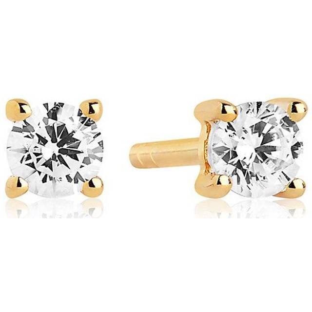 White Zirconia Princess Piccolo Earrings SJ-E3MMRD-CZ-YG