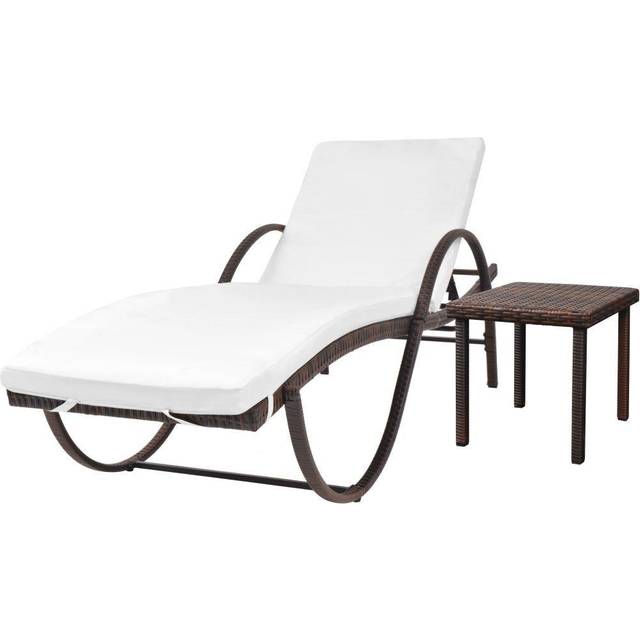 Solsäng med dyna & bord konstrotting brun