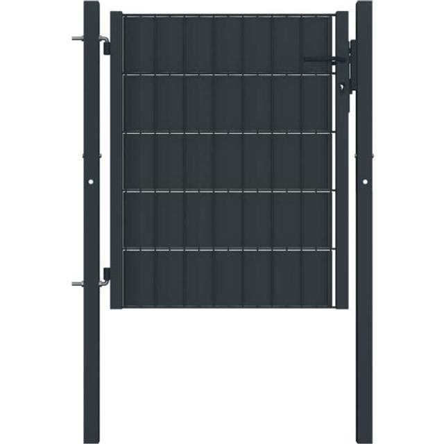 vidaXL Fence Gate PVC and Steel 100x101cm Anthracite Garden Yard Entrance Door