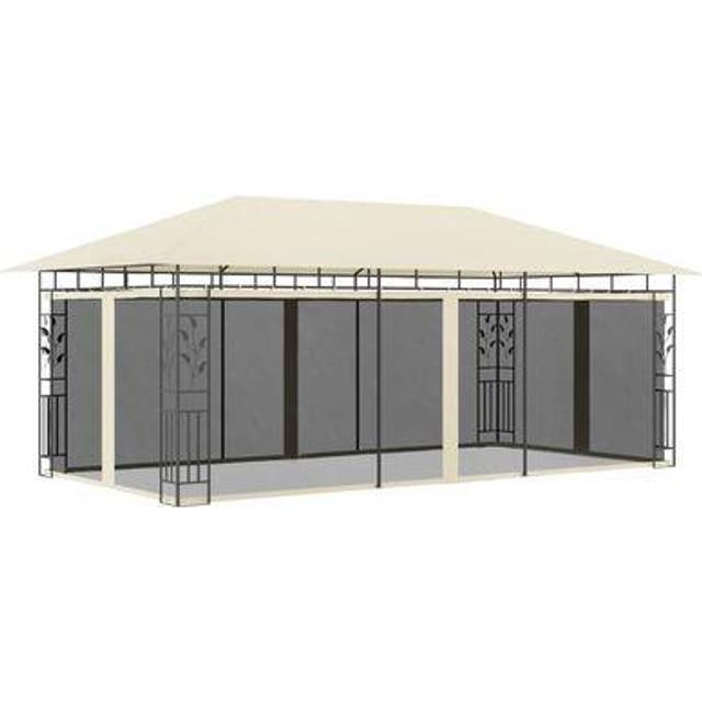 Paviljong med myggnät 6x3x2,73 m taupe 180 g/m²