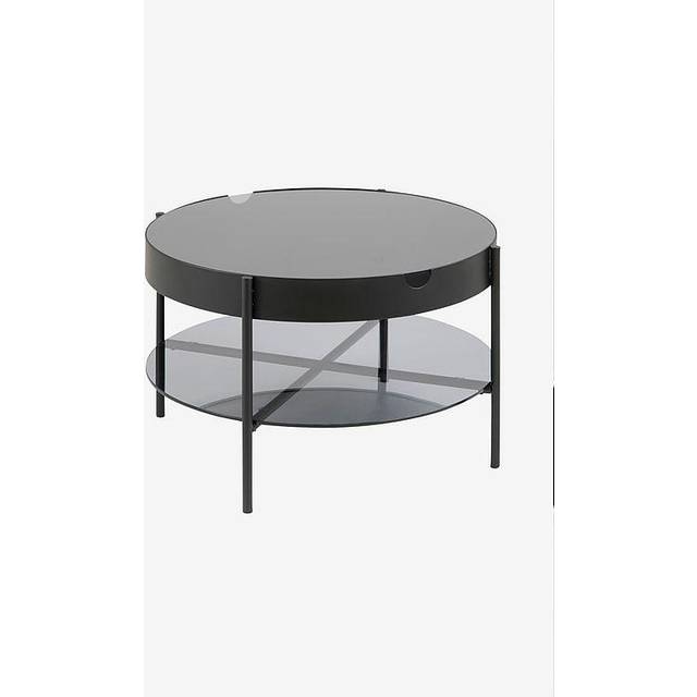 Florence Tipton Single Shelf Black Smoked Glass Round Coffee Table - Furniture To Go