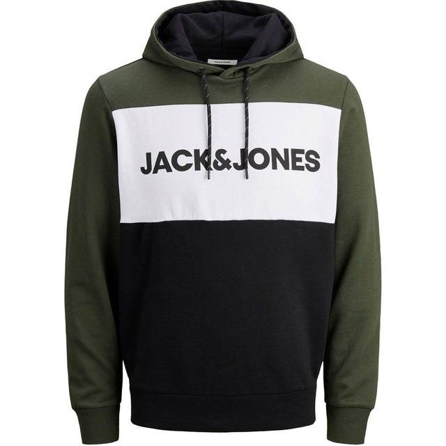 Jack & jones jje logo colour black mens fashion casual smart hoodie