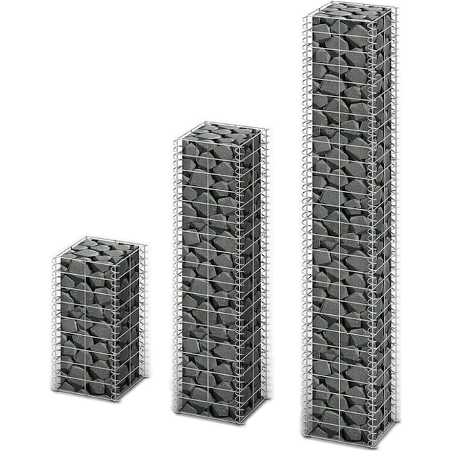 vidaXL 3 Piece Gabion Set Galvanised Wire - Silver