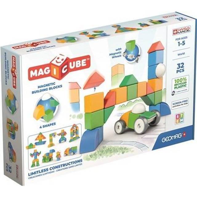 Geomag Magicube Recycled Plastic World Magnetic Shapes - 32 Pieces, Multi