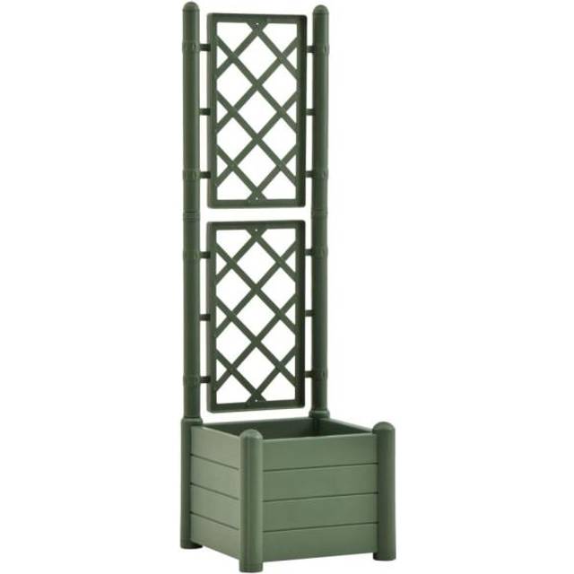 vidaXL Garden Planter with Trellis 43x43x142 cm PP Stone Grey