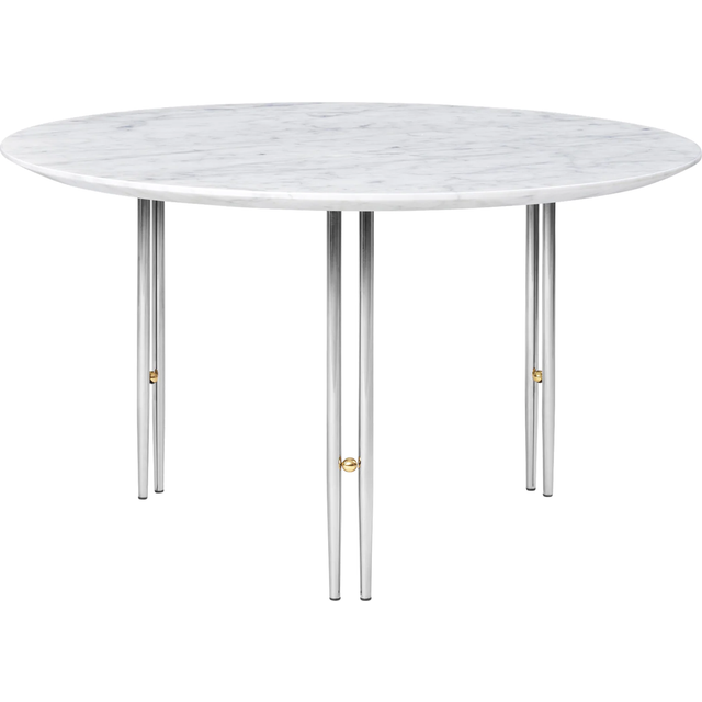 GUBI IOI soffbord White carrara marble-ø70-krom