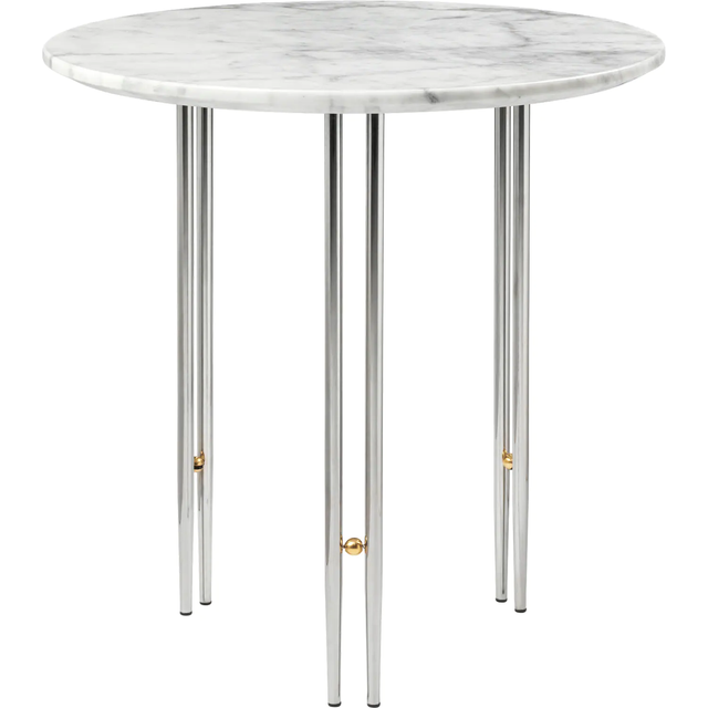 GUBI IOI soffbord Ø50 cm Krom-mässing-vit marmor - Vit