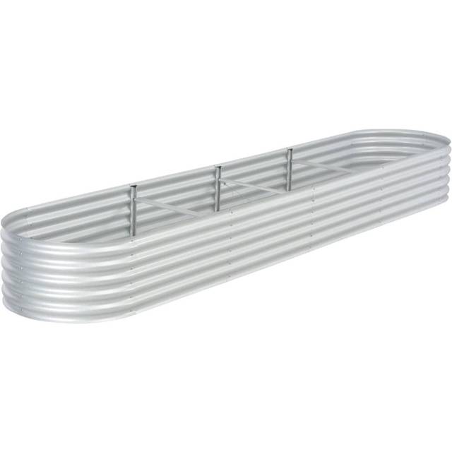 vidaXL Garden Raised Bed 400x80x44cm Galvanised Steel Silver Flower Raised Bed