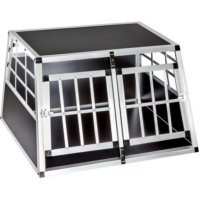 tectake Black Lockable Dog Crate - 50 x 69 x 89cm