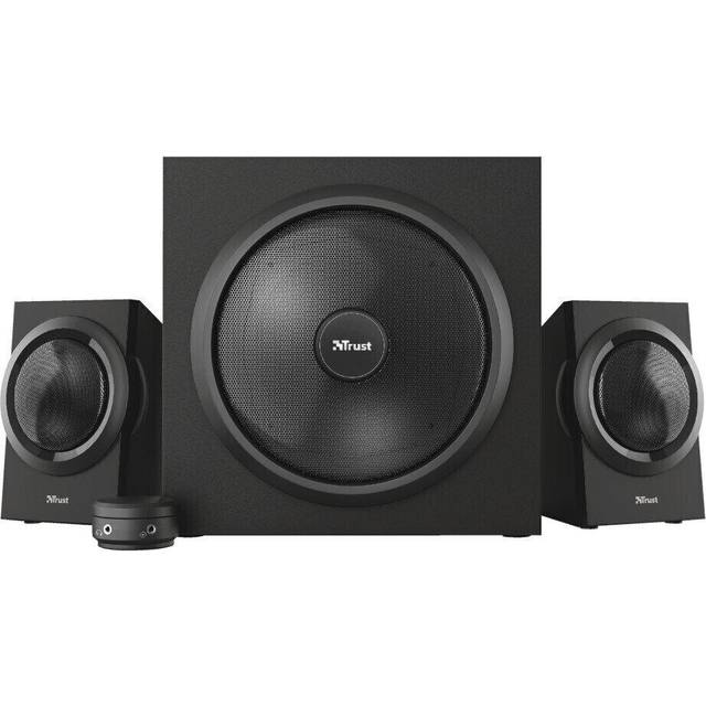 Trust Yuri 2.1 PC-högtalare med subwoofer, 120 W toppeffekt, subwoofer av trä med en stark 5,25 tums basdrivare, volymkontroll med hörlurs- och linjeingång, svart