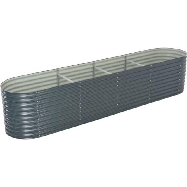 vidaXL Garden Raised Bed 400x80x81 cm Galvanised Steel Silver