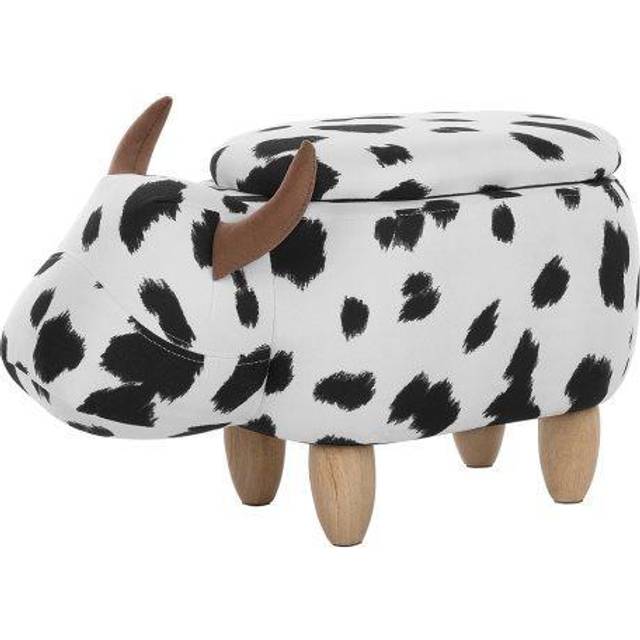 Storage Animal Stool COW Fabric White