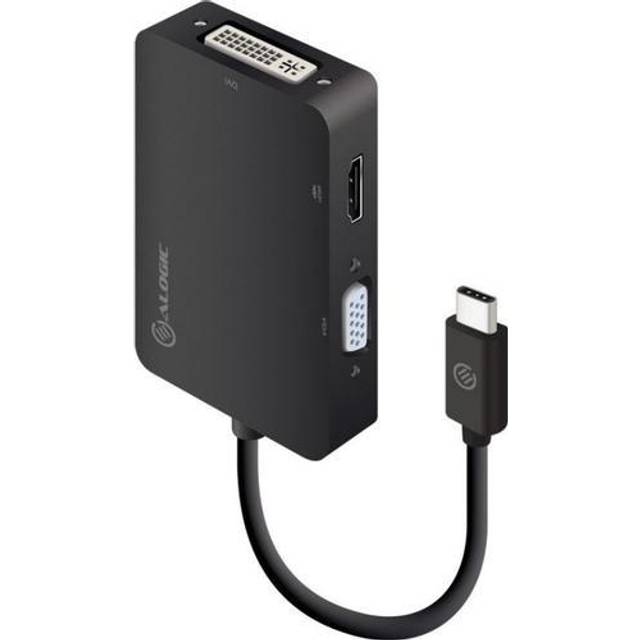 Alogic 3-i-1 adapter - USB-C - HDMI - VGA - Svart/