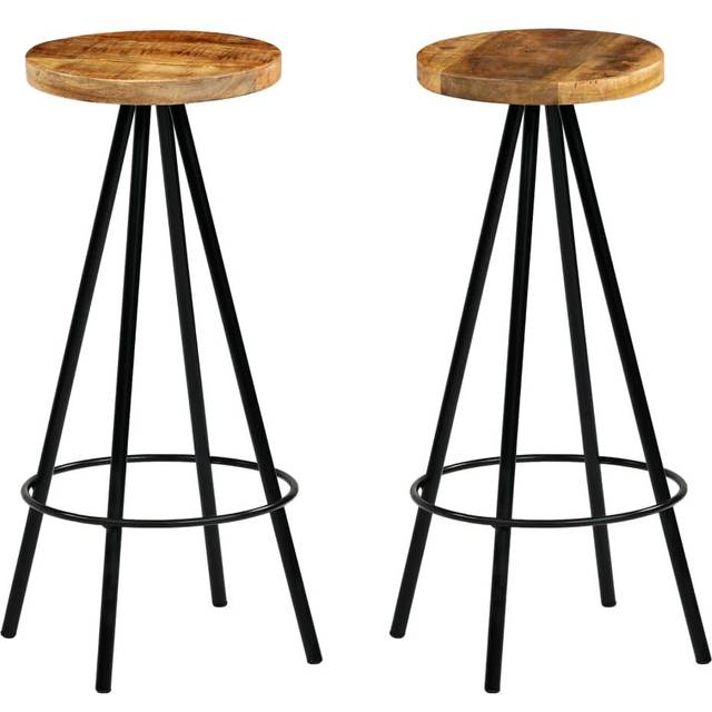 vidaXL Bar Chairs 2 pcs Solid Mango Wood - Brown