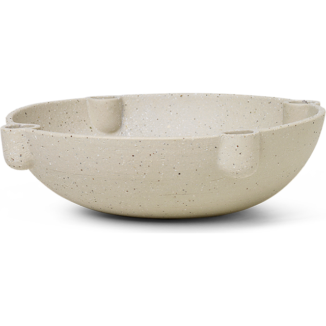 Ferm Living - Bowl Candle Holder Ceramic L - dunkelgrau/H x Ø 6,8x27cm - dark grey (6.8 x &#8960;27.0cm)