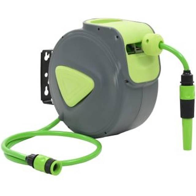 vidaXL Automatic Retractable Water Hose Reel Wall Mounted 10+1 m - Green