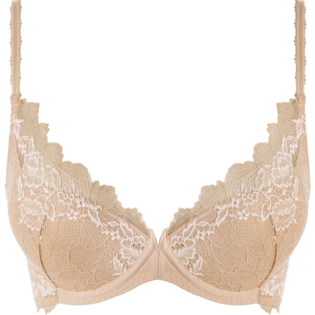 Wacoal Lace Perfection Plunge Push Up Bra - Beige - C 65 * Kampanj *