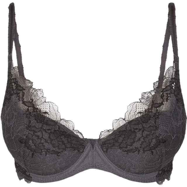 Wacoal Womens Lace Perfection Plunge Bra - Grey Polyamide - Size 30DD