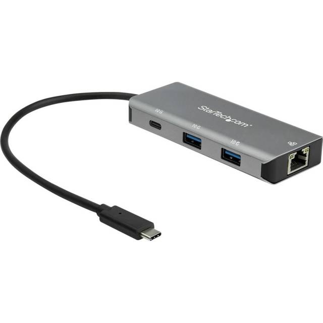 StarTech.com 3-Port USB 3.1 Type-C Hub with RJ-45, 2x USB-A and 1x