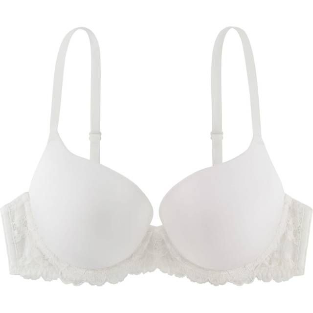 Dorina Superpush up-bh för kvinnor med bygel, formbygel och spets T-shirt, BH, Claire, vit, beige, svart, Elfenben (Ivory A60), 75D