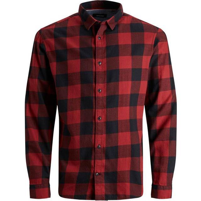 JACK & JONES herr Skjorta Jjegingham Twill Shirt L/S Noos, Tegel röd, M