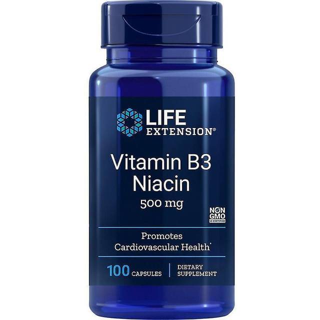 Life Extension Vitamin B3 Niacin 500 mg - 100 Capsules