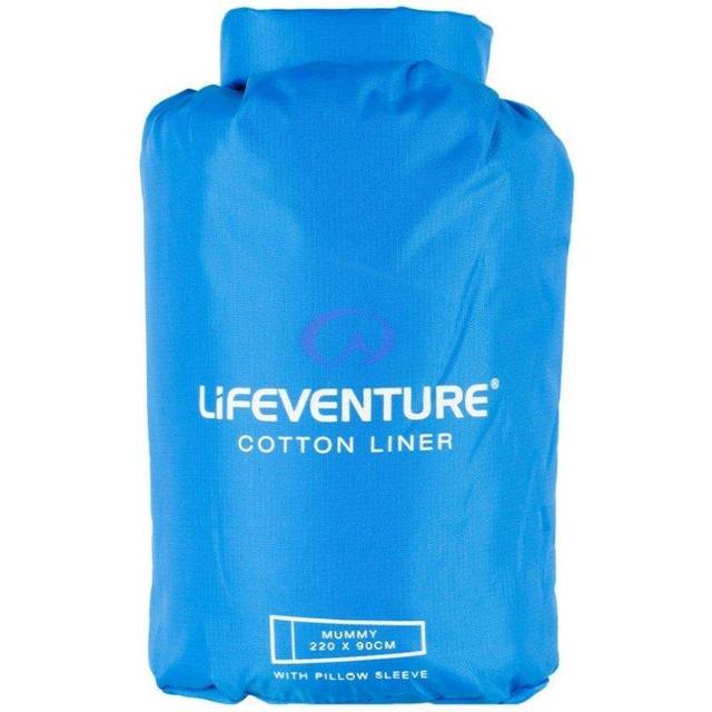 Lifeventure 100% bomull sovsäcksfoder lätt rese- och campinglakan att använda ensam eller för att lägga till värme i sovsäcken med polygiene luktkontroll