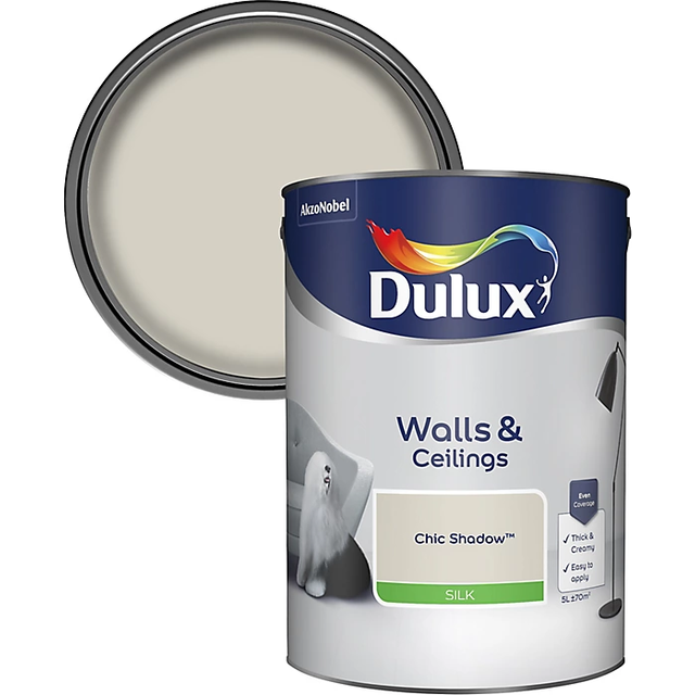 Dulux Walls & Ceilings Chic Shadow Silk Emulsion Paint 5L - Grey