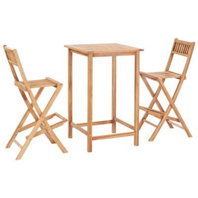 vidaXL 3 Piece Bar Set Solid Teak Wood - Brown