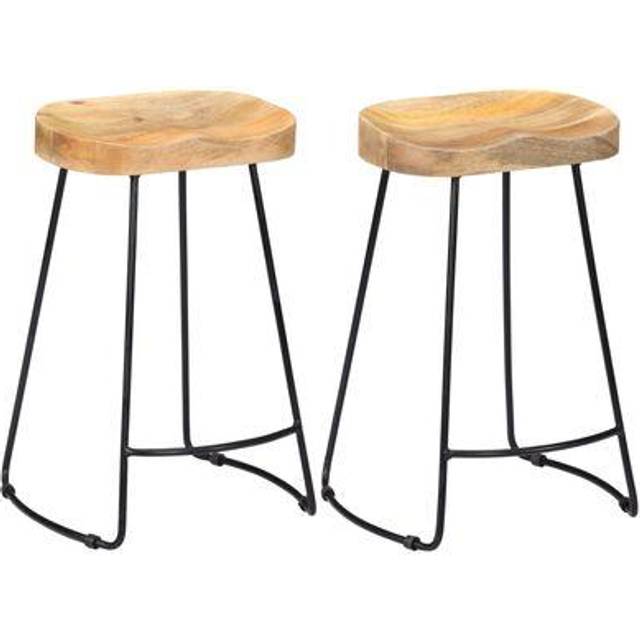 vidaXL Gavin Bar Stools 2 pcs Solid Mango Wood - Brown