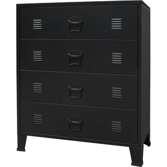 vidaXL Chest of Drawers Metal Industrial Style 78x40x93cm Black Cabinet Unit
