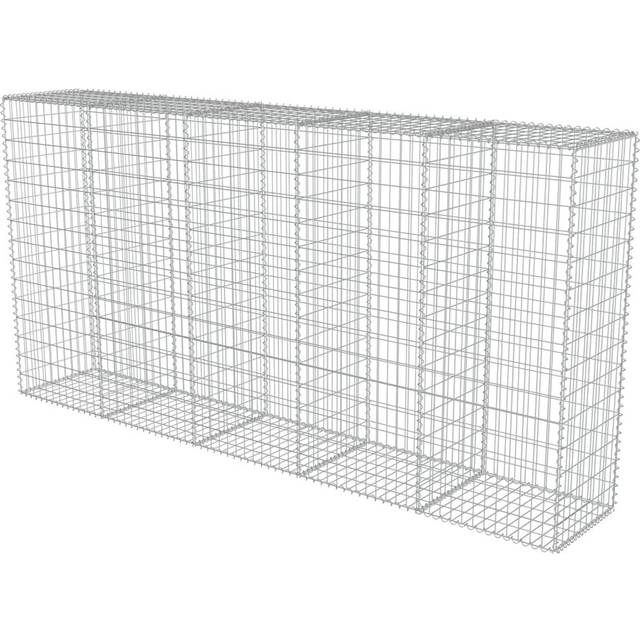vidaXL Gabion Wall with Covers Galvanised Steel 300x50x150 cm - Silver