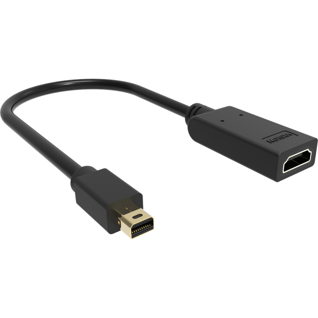 VISION Professional installation-grade Mini DisplayPort to HDMI adaptor - LIFETIME WARRANTY - 4K 60Hz - gold connectors - HDMI 2.0 - does not convert HDMI to DP - mDP (M) to HDMI (F) - ATI eyefinity multi-screen display - overall length 225 mm -  outer 5.
