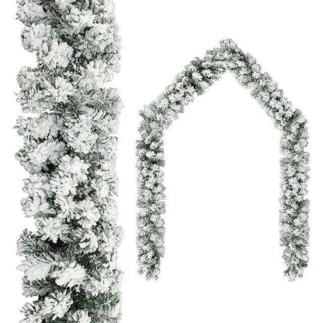 vidaXL Christmas Garland with Flocked Snow Green 20 m PVC