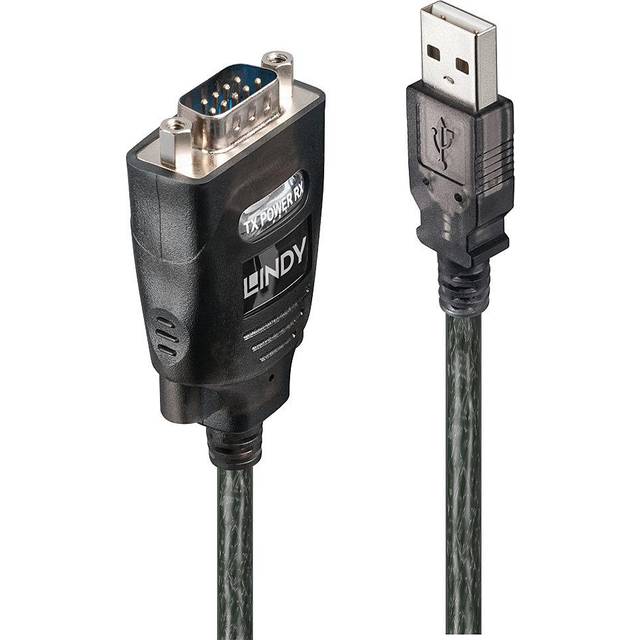 LINDY 42686 USB till RS232 seriell omvandlare med COM-behållning, svart