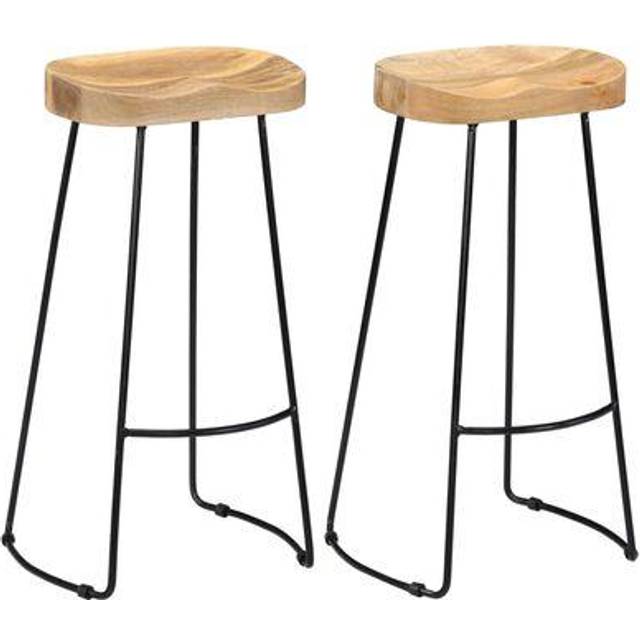 vidaXL Gavin Bar Stools 2 pcs Solid Mango Wood - Brown