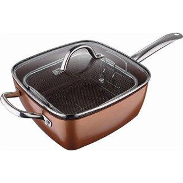 San Ignacio Q2996 Square Frying Pan 24 x 24 x 9.5 cm with Pressed Aluminium Induction Optimum Copper