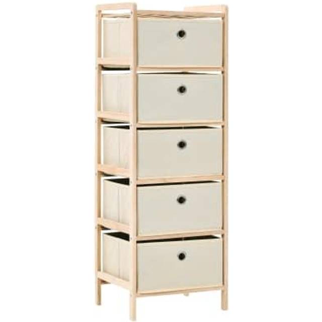 vidaXL Storage Rack with 5 Fabric Baskets Cedar Wood Beige
