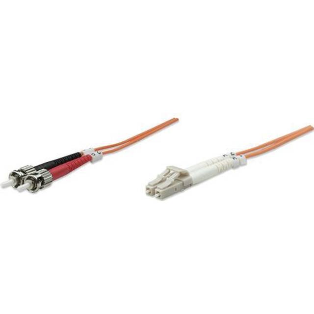 Intellinet Fiber Optic Patch Cable, OM1, LC/ST, 5m, Orange, Duplex, Multimode, 62.5/125 µm, LSZH, Fibre, Lifetime Warranty, Polybag