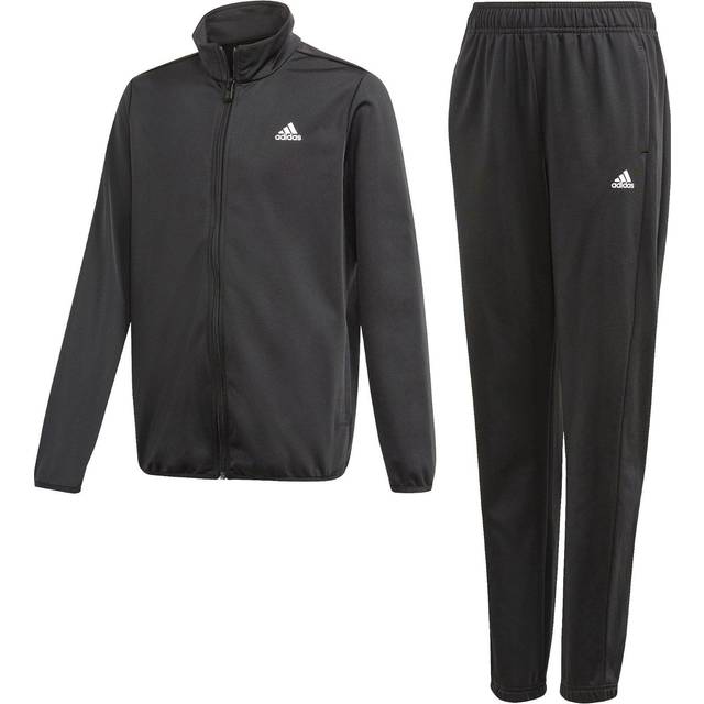 adidas Sportswear Childrens Unisex Essentials Track Suit - Black/White Recycled Material - Size 7-8Y