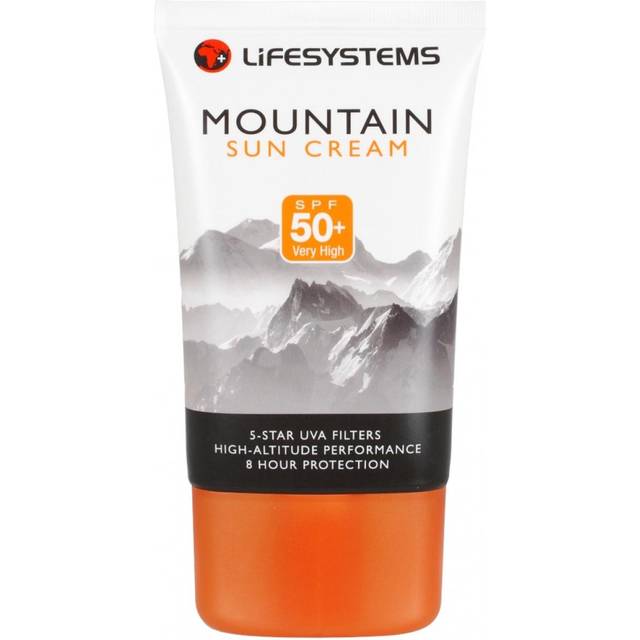 Lifesystems Mountain SPF 50 Solkräm 5-stjärnig UVA-skydd mycket svettbeständig för skidåkning eller bergsklättring, vit